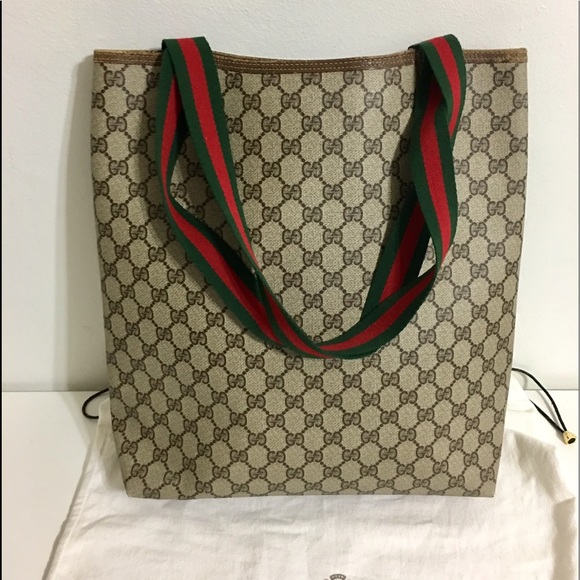 Authentic GUCCI tote/Shoulder bag coated canvas - Picture 2 of 8